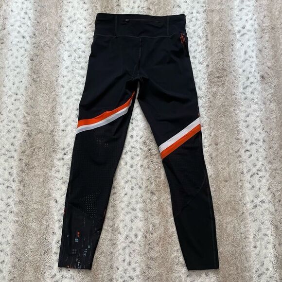 [s] [Short] Sweaty Betty Zero Gravity Full Length Legging Black w/Orange Zig Zag - Picture 8 of 11